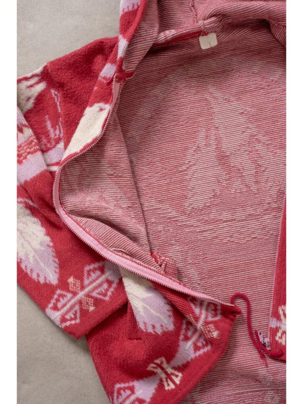 Fleece Knit Hoodie Vintage Wolves Blanket Oversize Jacket - Picture 4 of 13